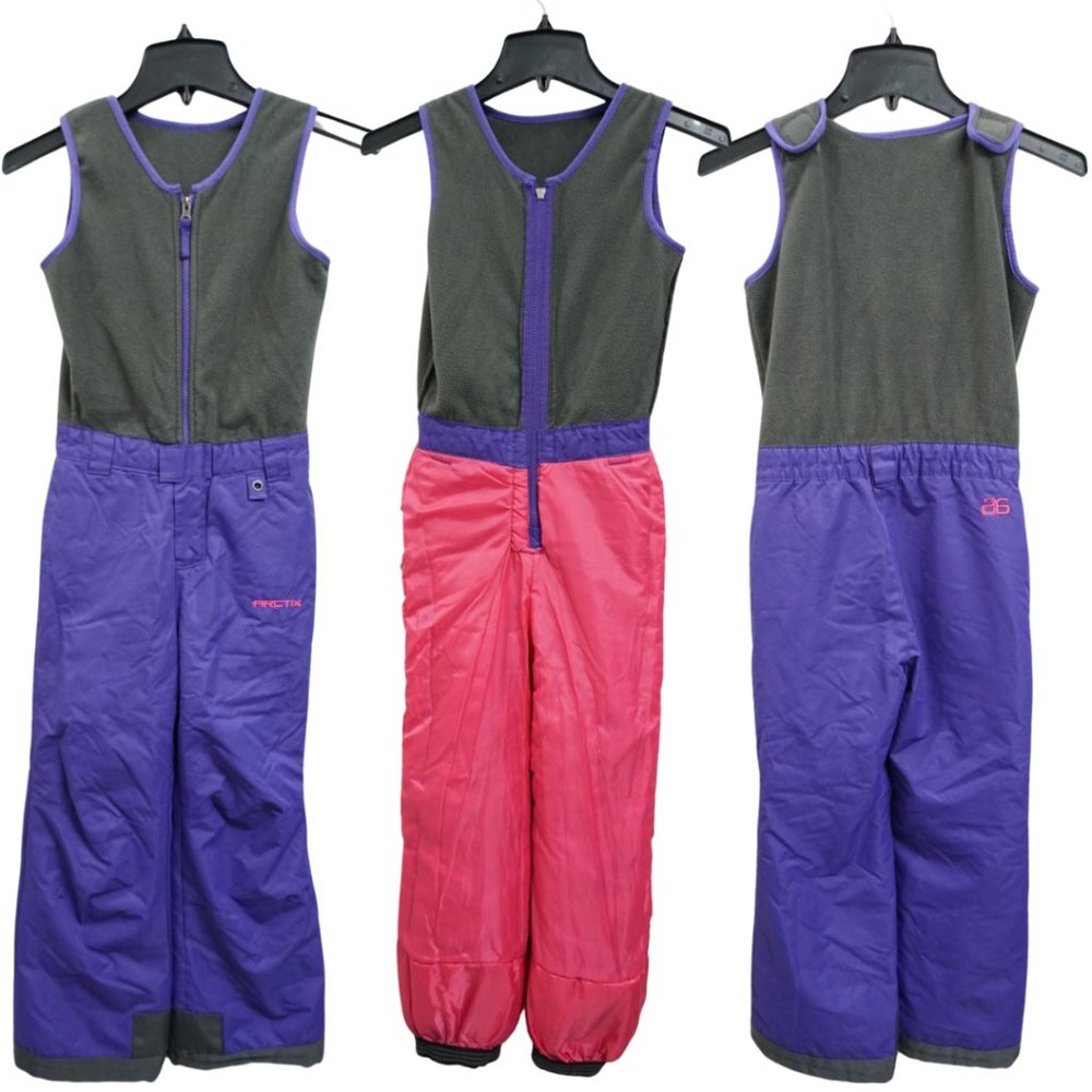 Zipper Bib Style Girls Snow Pants with Velcro for Easy Adjustment, Size 10